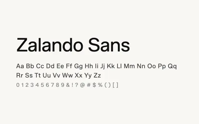 Zalando Sans specimen from Google Fonts