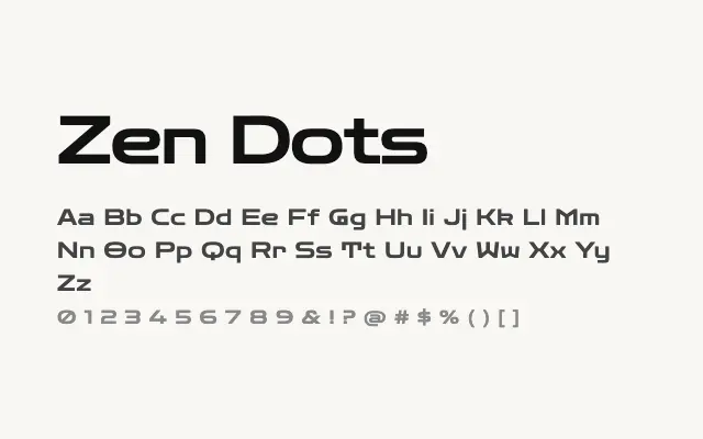 Zen Dots specimen from Google Fonts