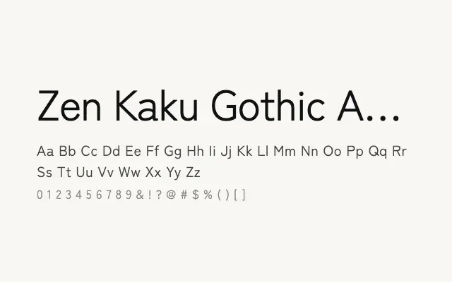 Zen Kaku Gothic Antique specimen from Google Fonts