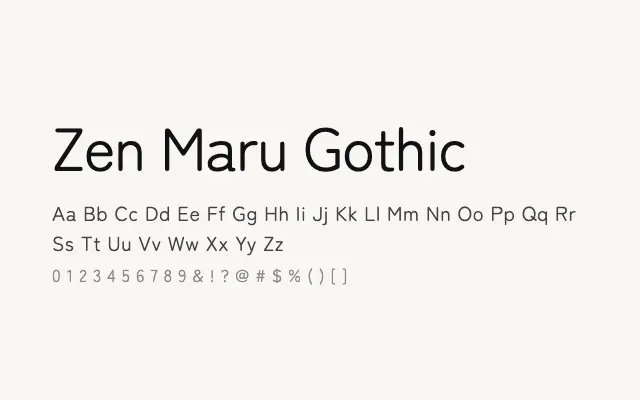 Zen Maru Gothic specimen from Google Fonts