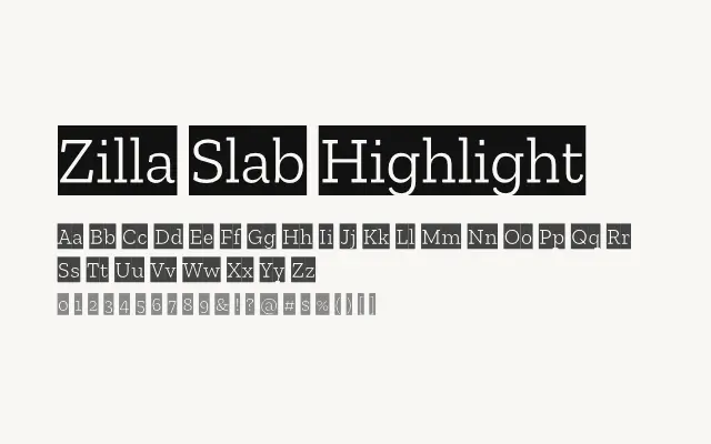 Zilla Slab Highlight specimen from Google Fonts