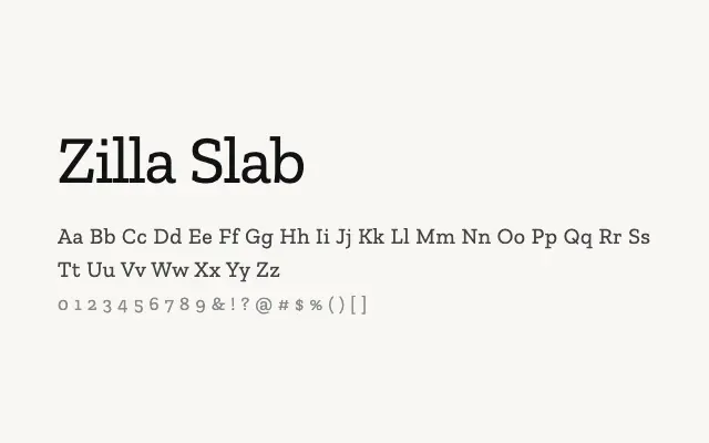 Zilla Slab specimen from Google Fonts