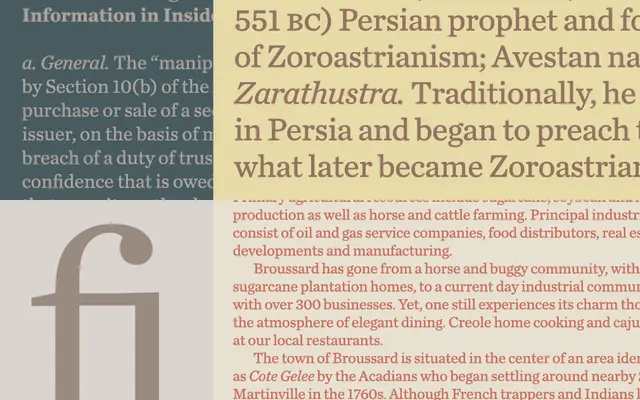 Chronicle Text specimen from Hoefler & Co