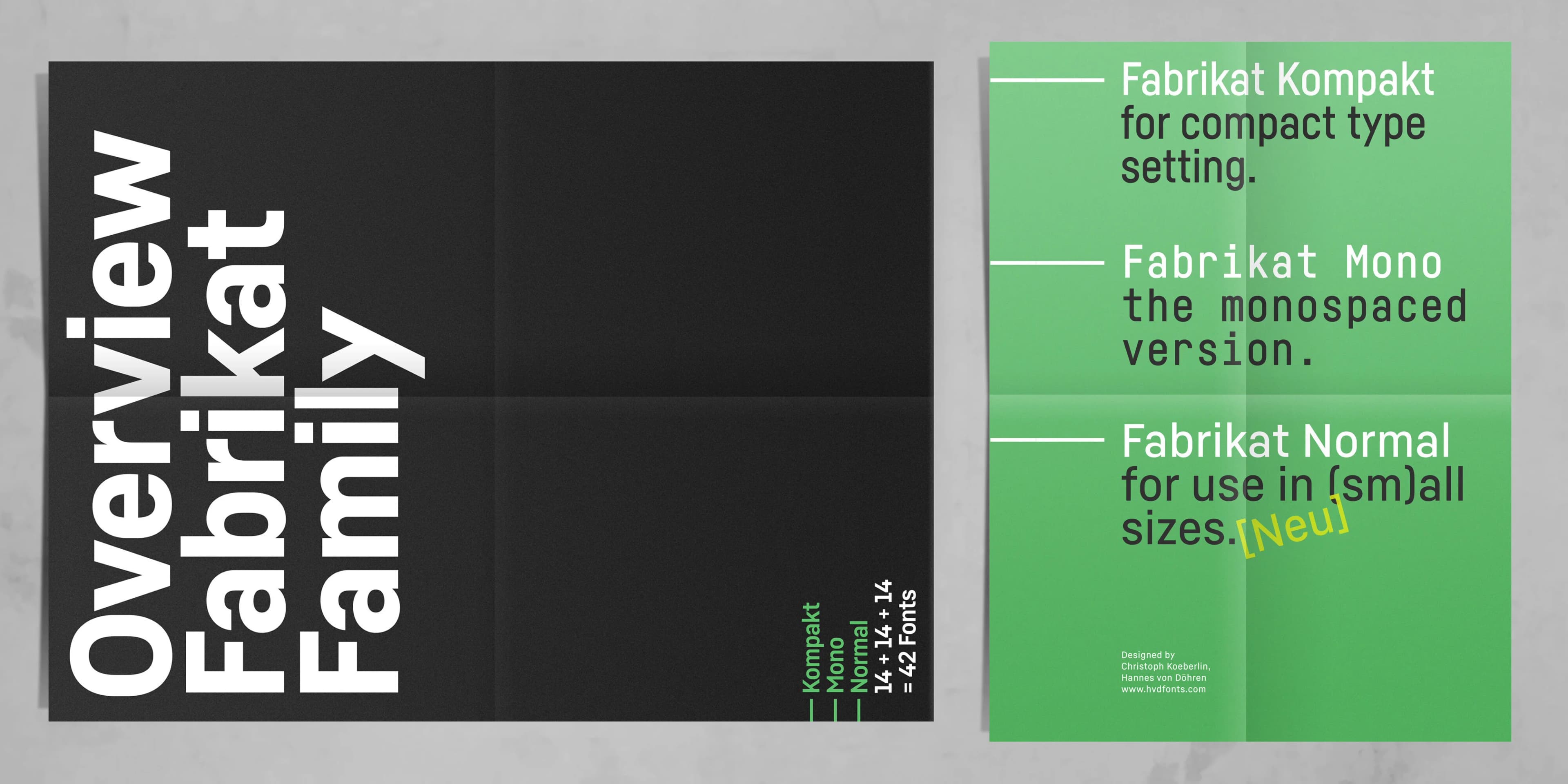 Fabrikat Normal specimen from HvD Fonts