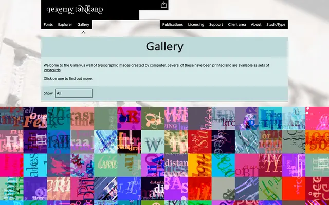Gallery specimen from Jeremy Tankard Typography