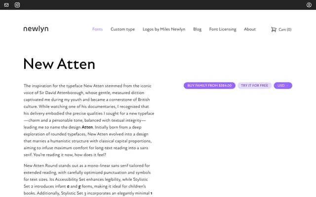 New Atten Italic specimen from Newlyn