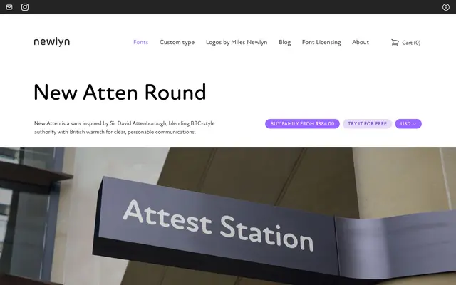 New Atten Round Italic specimen from Newlyn