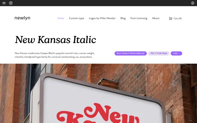 New Kansas Italic Swashes specimen from Newlyn