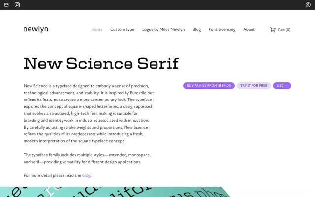 New Science Serif specimen from Newlyn