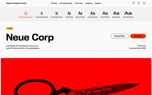 PP Neue Corp specimen from Pangram Pangram Foundry