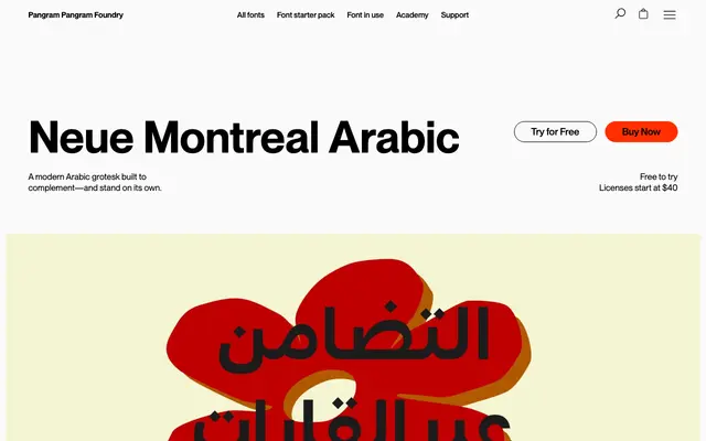 PP Neue Montreal Arabic specimen from Pangram Pangram Foundry