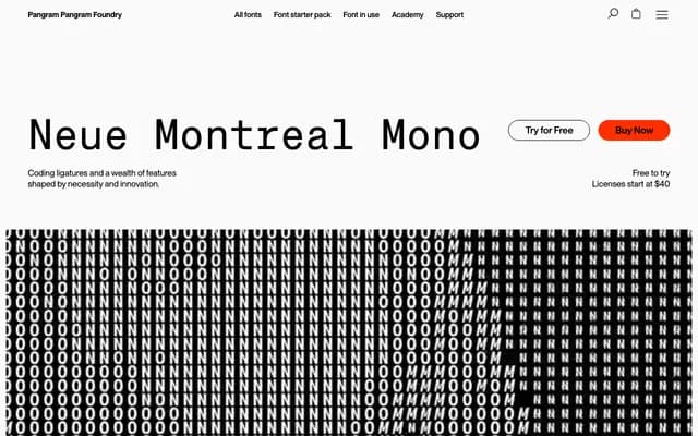 PP Neue Montreal Mono specimen from Pangram Pangram Foundry