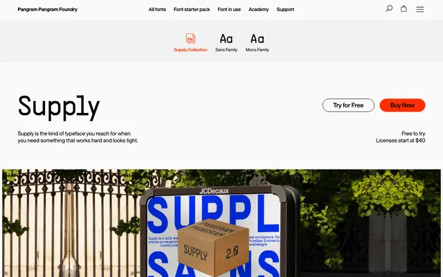 PP Supply specimen from Pangram Pangram Foundry