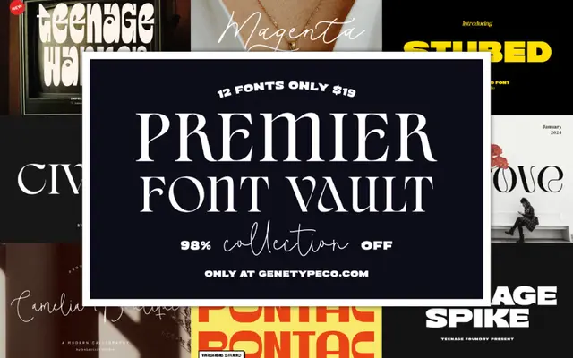 Premier Font Vault Collection specimen from Prioritype