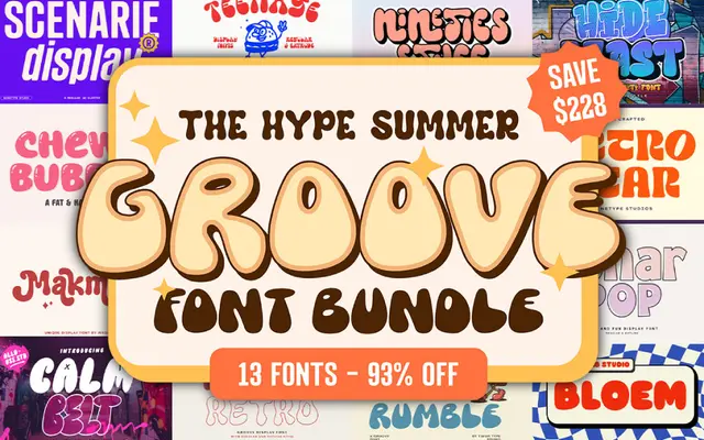 The Hype Summer Groove Font Bundle specimen from Prioritype