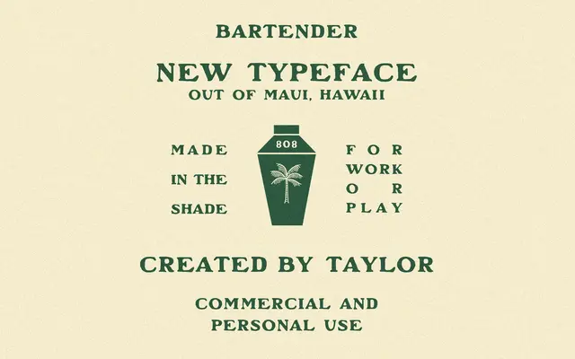 Bartender specimen from Taylor Penton