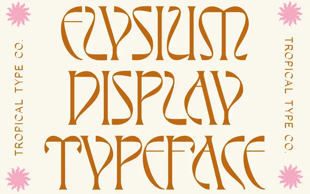 Elysium Display Font specimen from Tropical Type