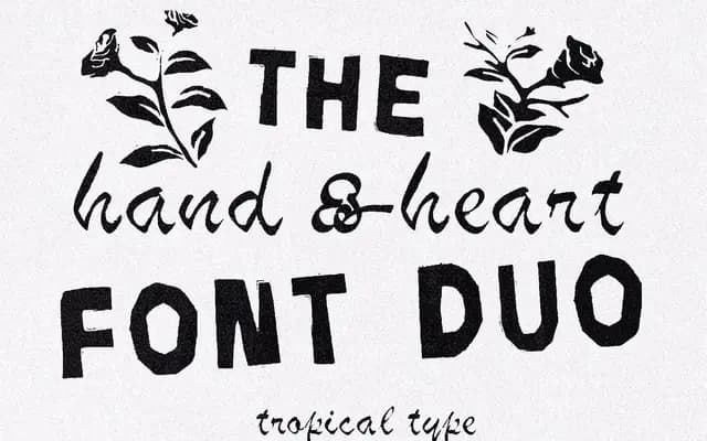 Hand & Heart Font Duo specimen from Tropical Type