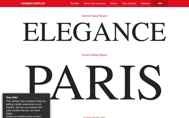 Carmen Display specimen from Typerepublic