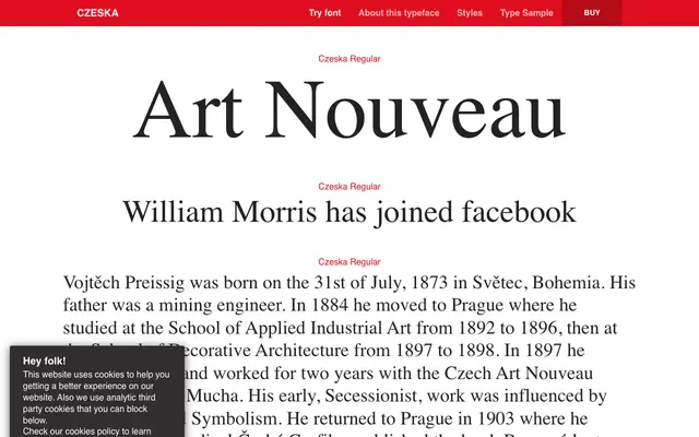 Czeska specimen from Typerepublic