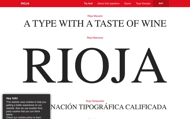 Rioja specimen from Typerepublic
