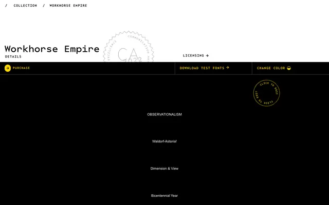 Workhorse Empire Fold specimen from Workhorse Type Foundry