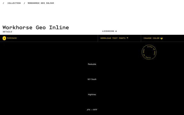Workhorse Geo Inline specimen from Workhorse Type Foundry
