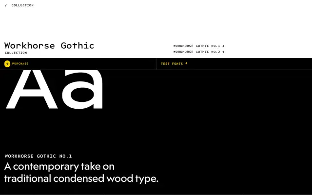 Workhorse Gothic Collection specimen from Workhorse Type Foundry