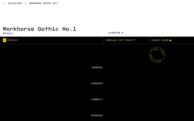 Workhorse Gothic No.1 specimen from Workhorse Type Foundry
