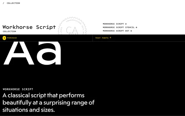 Workhorse Script Collection specimen from Workhorse Type Foundry