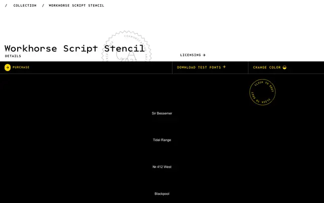 Workhorse Script Stencil specimen from Workhorse Type Foundry